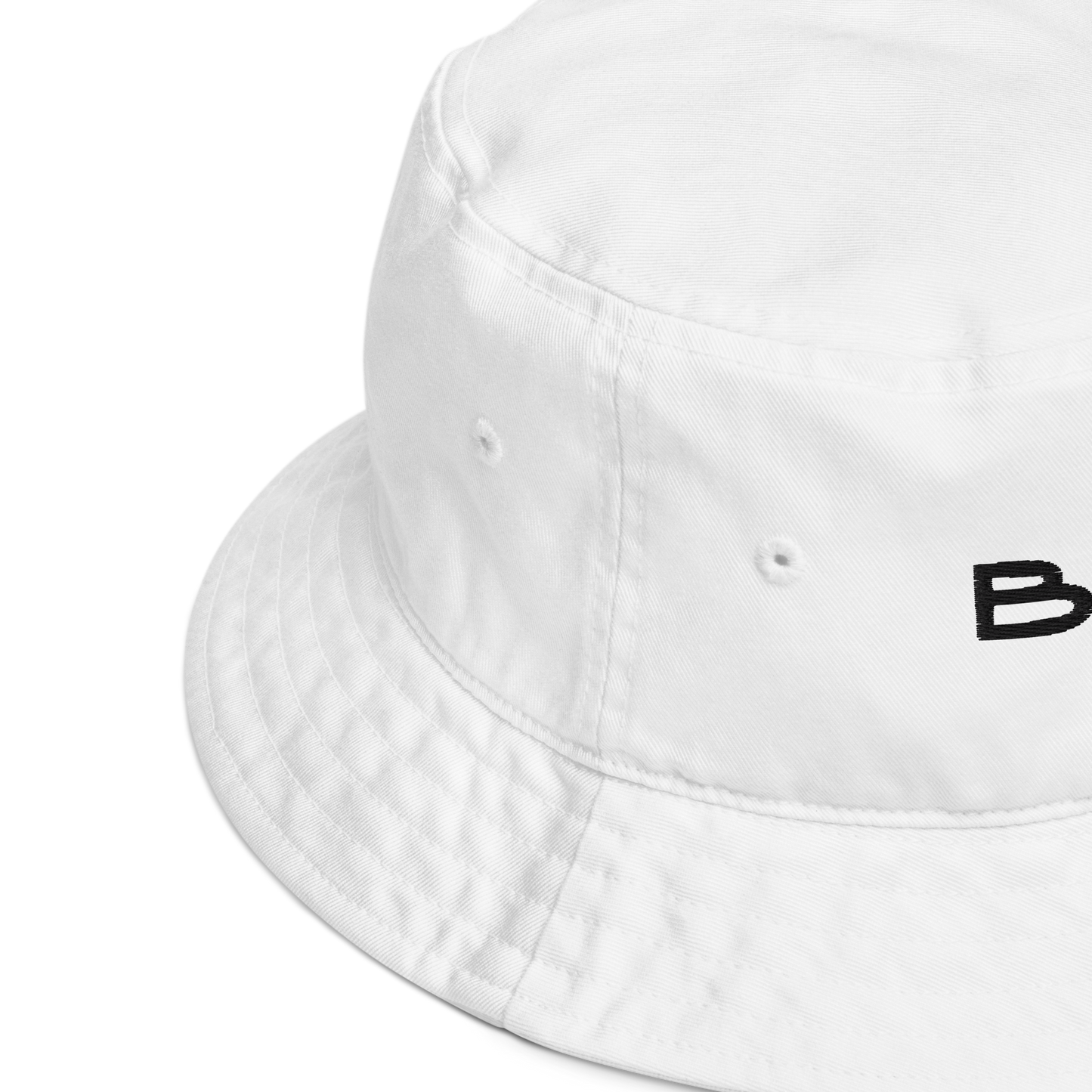 White Bucket Hat -  Blue Lightning Bolt Design